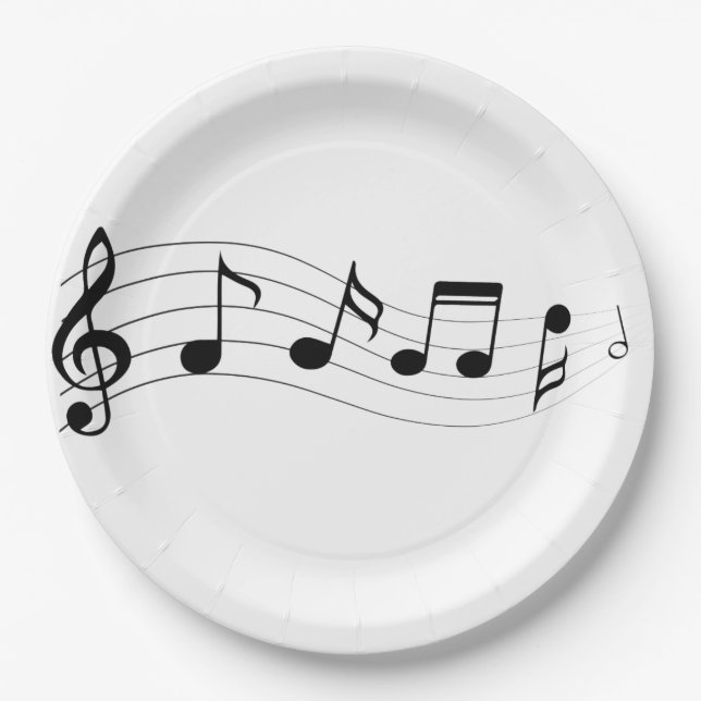 Customise Musical Notes Party Plate (Front)