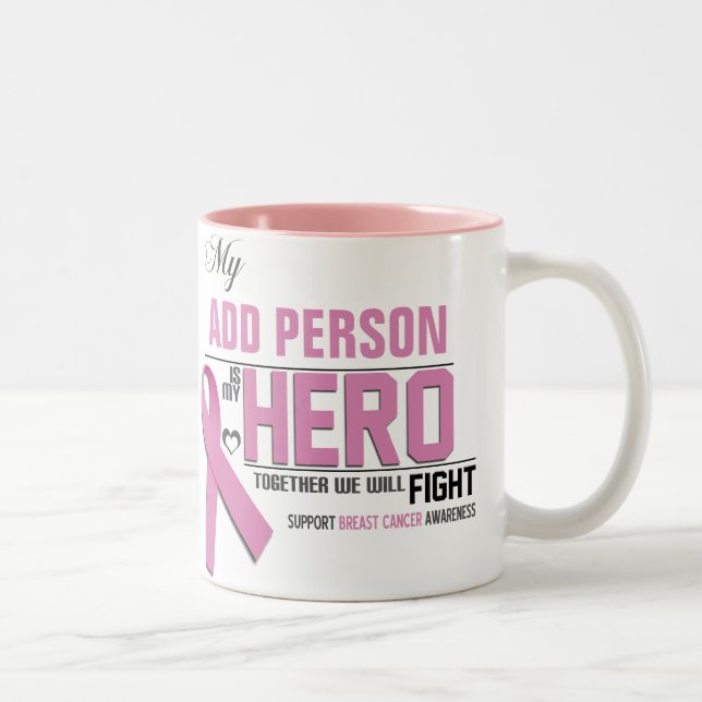 Customise MY HERO Mug:  Breast Cancer Two-Tone Coffee Mug (Right)