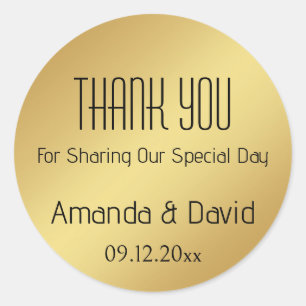 Customise Name And Date Gold Thank You Favour Tags