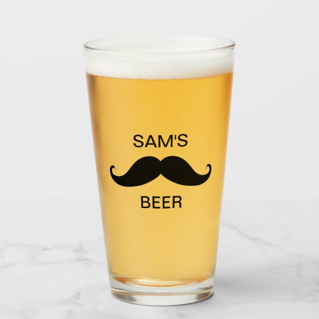 Customise Name Beard Beer Father's Day Glass (Front Filled)