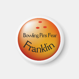 Customise Name Bowling Ball Pins Fear Me Bowler Magnet