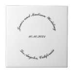 Customise Name, date black curved letters wedding Ceramic Tile<br><div class="desc">Customise Name,  date black curved letters wedding ceramic tile
custom text,  personalise it with your own text,  information</div>