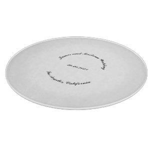 Customise Name, date black curved letters wedding Cutting Board