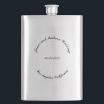 Customise Name, date black curved letters wedding Hip Flask<br><div class="desc">Customise Name,  date black curved letters wedding Flask
custom text,  personalise it with your own text,  information
favours,  gifts</div>