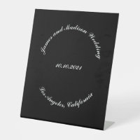 Customise Name, date black curved letters wedding