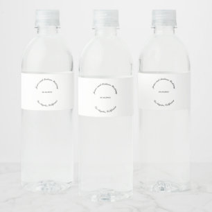 Customise Name, date black curved letters wedding Water Bottle Label