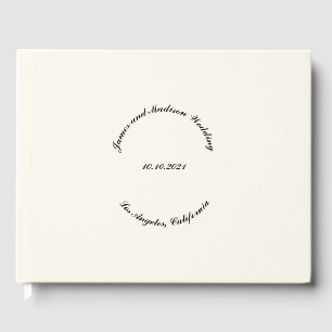 Customise Name, date, black floral white wedding Guest Book