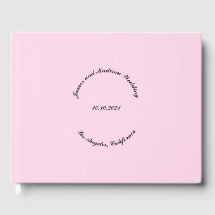 Customise Name, date, black, light pink wedding Guest Book