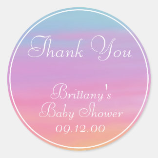 Customise Name, Date, Event Rainbow Thank You Classic Round Sticker