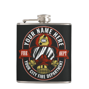 Customise NAME Firefighter Helmet Mask Fire Rescue Hip Flask