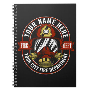 Customise NAME Firefighter Helmet Mask Fire Rescue Notebook