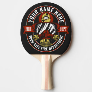 Customise NAME Firefighter Helmet Mask Fire Rescue Ping Pong Paddle