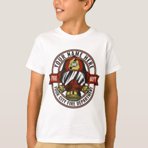 Customise NAME Firefighter Helmet Mask Fire Rescue T-Shirt