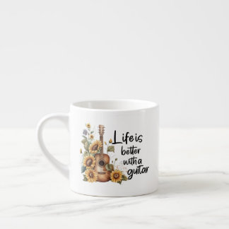 Customise Name Guitar With Sunflower Espresso Cup