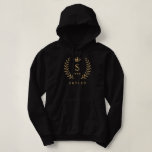 Customise Name & Initial Black White Gold Monogram Hoodie<br><div class="desc">Introducing our Customise Name & Initial Black White Gold Monogram collection – a bespoke fusion of sophistication and personalisation. Tailored for those who appreciate unique details, this collection allows you to add your name and initials to a timeless black and white palette, elegantly accented with gold monogramming. Whether you're looking...</div>