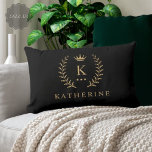 Customise Name & Initial Black White Gold Monogram Lumbar Cushion<br><div class="desc">Introducing our Customise Name & Initial Black White Gold Monogram collection – a bespoke fusion of sophistication and personalisation. Tailored for those who appreciate unique details, this collection allows you to add your name and initials to a timeless black and white palette, elegantly accented with gold monogramming. Whether you're looking...</div>