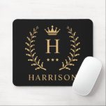 Customise Name & Initial Black White Gold Monogram Mouse Pad<br><div class="desc">Introducing our Customise Name & Initial Black White Gold Monogram collection – a bespoke fusion of sophistication and personalisation. Tailored for those who appreciate unique details, this collection allows you to add your name and initials to a timeless black and white palette, elegantly accented with gold monogramming. Whether you're looking...</div>