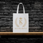 Customise Name & Initial Black White Gold Monogram Reusable Grocery Bag<br><div class="desc">Elevate your style with our Customise Name & Initial Black White Gold Monogram Tote Bag – a personalised fashion statement that merges sophistication with individuality. Crafted for those who appreciate custom details, this chic tote allows you to showcase your name and initials in a timeless black and white colour scheme...</div>