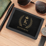 Customise Name & Initial Black White Gold Monogram Trifold Wallet<br><div class="desc">Introducing our Customise Name & Initial Black White Gold Monogram collection – a bespoke fusion of sophistication and personalisation. Tailored for those who appreciate unique details, this collection allows you to add your name and initials to a timeless black and white palette, elegantly accented with gold monogramming. Whether you're looking...</div>