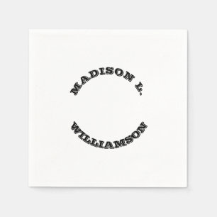 Customise Name last curved letters Black white pap Napkin