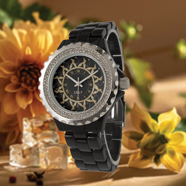 Customise Name Mandala Gold Monogram Watch (Creator Uploaded)