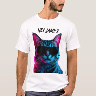 Customise name neon cat design t shirt