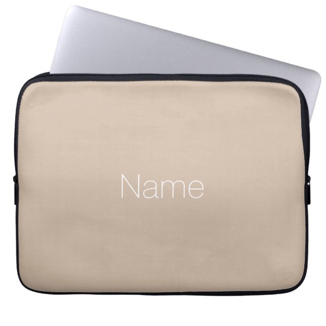 Customise Name or text beige, tan, neutral elegant Laptop Sleeve (Front)
