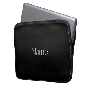 Customise Name or text black white elegant Laptop Sleeve