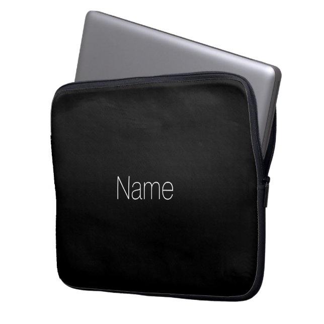 Customise Name or text black white elegant Laptop Sleeve (Front Left)