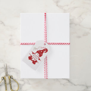 Customise Name Red Gnome Gift Tags
