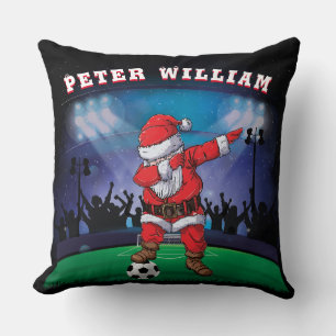 Customise Name Santa Christmas Soccer  Cushion