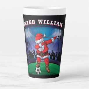 Customise Name Santa Christmas Soccer Latte Mug