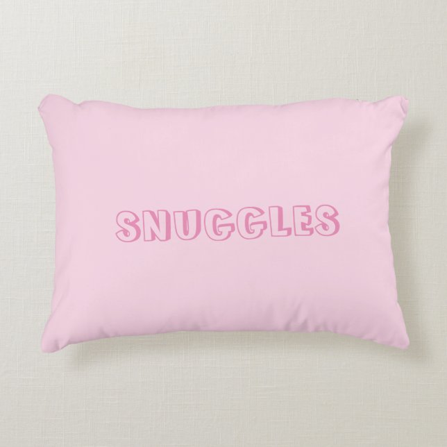Customise name "Snuggles" Light pink Decorative Cushion (Front)