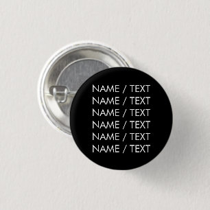 Customise Name text minimalist elegant black white 3 Cm Round Badge