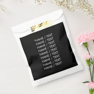 Customise Name text minimalist elegant black white Favour Bag