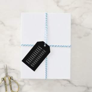 Customise Name text minimalist elegant black white Gift Tags
