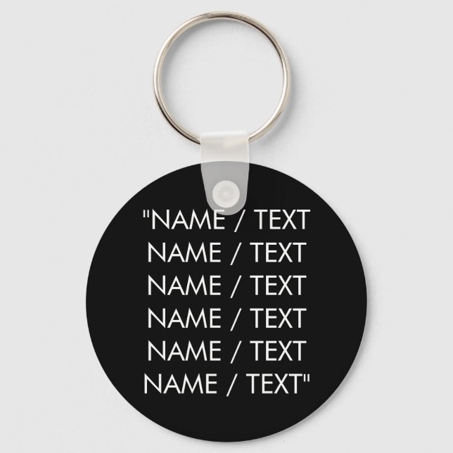 Customise Name text minimalist elegant black white Key Ring (Front)