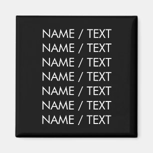 Customise Name text minimalist elegant black white Magnet