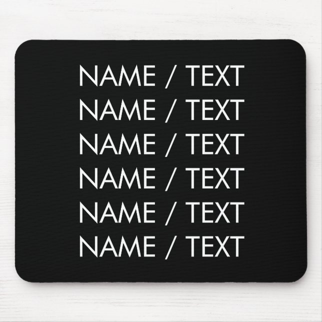 Customise Name text minimalist elegant black white Mouse Pad (Front)