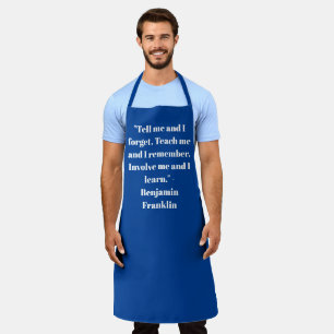 Customise Name text minimalist elegant blue white Apron