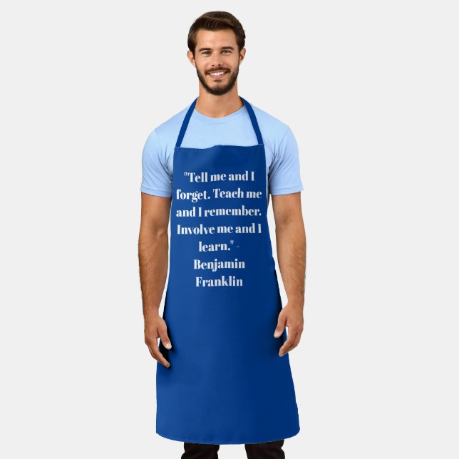 Customise Name text minimalist elegant blue white Apron (Worn)