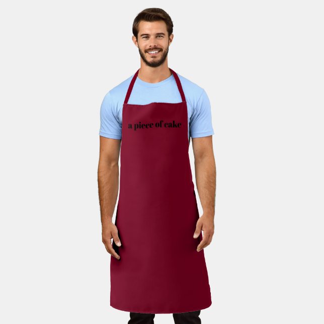 Customise Name text minimalist elegant burgundy Apron (Worn)