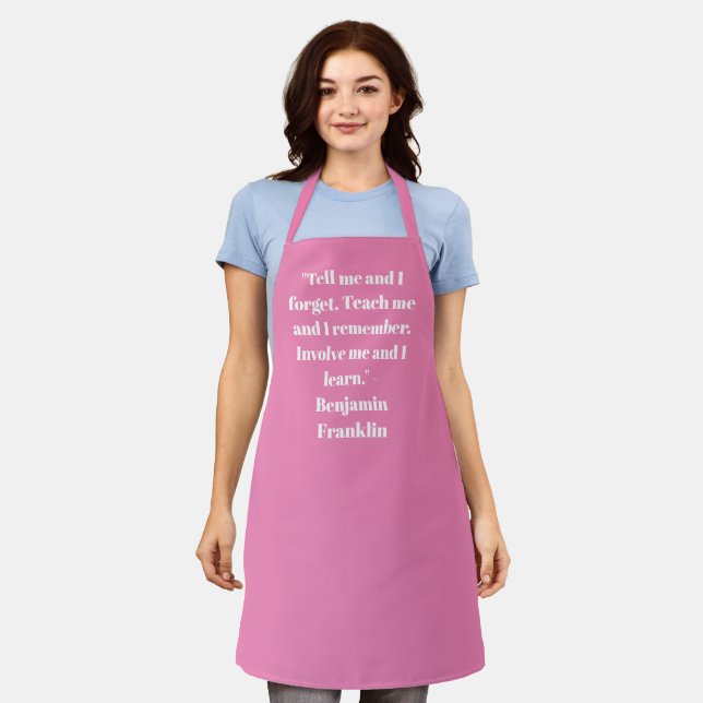 Customise Name text minimalist elegant pink white Apron (Worn)
