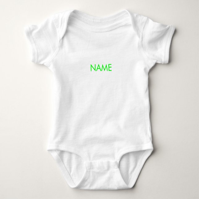 Customise name text minimalist neon green letters baby bodysuit (Front)