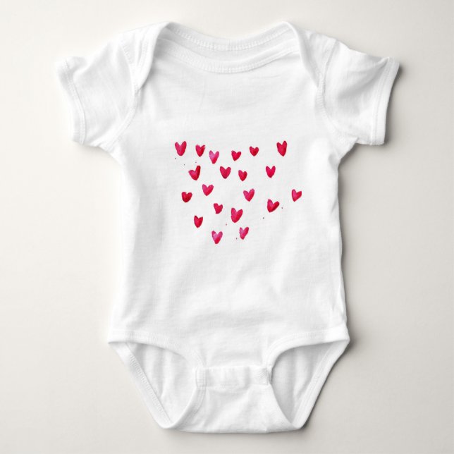 Customise Name with joyful hearts Baby Bodysuit (Front)