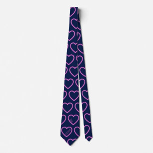 Customise Navy Blue and Neon Pink Heart Party Tie
