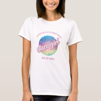 Customise Neon Glow Disco Ball Birthday Party T-Shirt