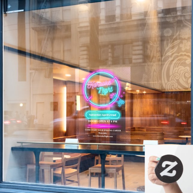 Customise Neon Karaoke Night Medium Size (Cafe Window)