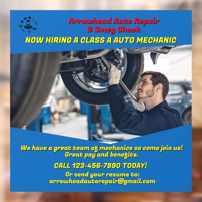 Customise Now Hiring An Auto Shop Mechanic  (Sheet 2)