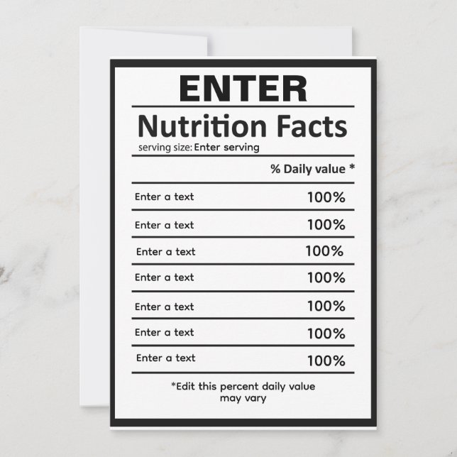 Customise nutritional information template (Front)